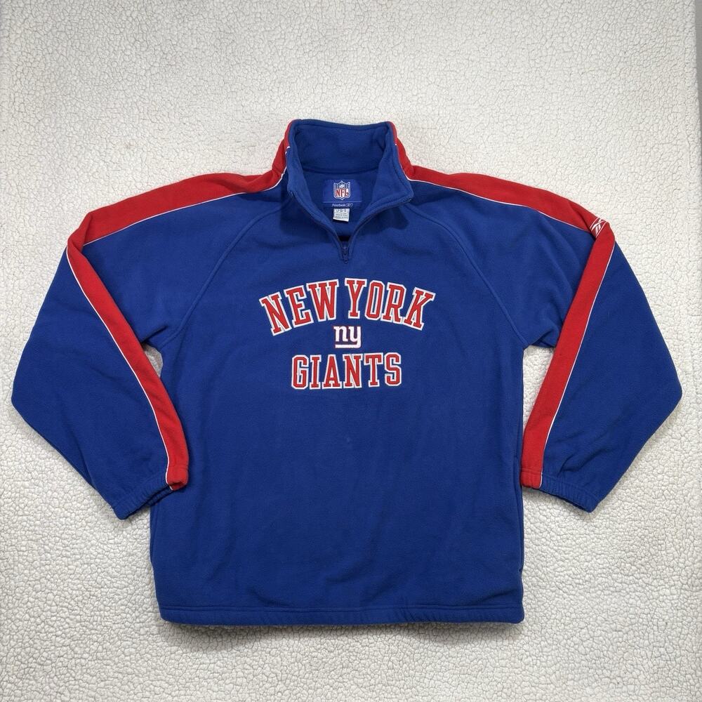 Vtg New York Giants NFL Quarter 1/4 Zip Fleece Pullover Reebok Size Men’s L